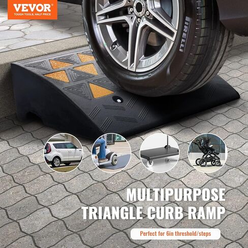 vevor المطاط كبح المنحدر 2 حزمة، 6 "ارتفاع الارتفاع الثقيلة 33069 رطل / 15 طن عتبة عتبة القدرة، سلالم الممر مع هيكل شبكة مستقرة للسيارات والكراسي المتحركة والدراجات والدراجات النارية in Saudi Arabia