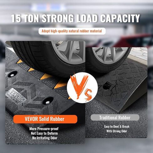 vevor المطاط كبح المنحدر 2 حزمة، 6 "ارتفاع الارتفاع الثقيلة 33069 رطل / 15 طن عتبة عتبة القدرة، سلالم الممر مع هيكل شبكة مستقرة للسيارات والكراسي المتحركة والدراجات والدراجات النارية in Saudi Arabia