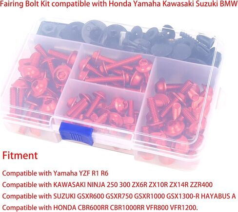 Worldmotop Fairing Bolt Kit Screws Fasteners Universal Compatible with Yamaha Honda Kawasaki Suzuki BMW,Fairing Bolt Kits Metric Bolts and Nuts Kit(Black) in Saudi Arabia