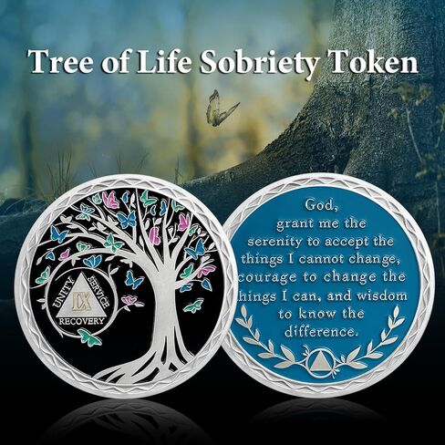 35 Year Sobriety Coin - Recovery Butterfly Tree of Life AA Coins - 35 Year AA Chips and Medallions - 1-40 Prime Sobriety Chip Alcoholics Anonymous Gifts for Men Women in Kuwait