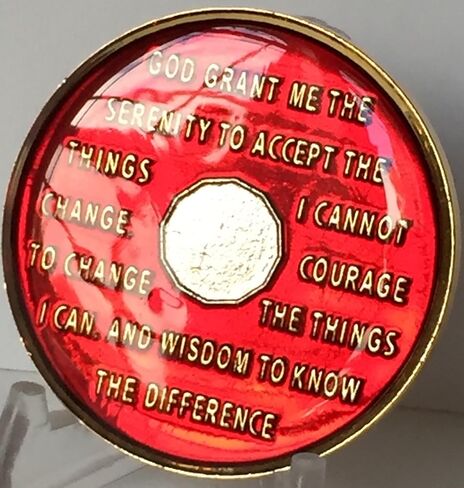 صلاة الصفاء ذات اللون الأحمر الماندرين لمدة 31 عامًا AA Medallion Chip Tri Plate مطلية بالذهب والنيكل in Kuwait