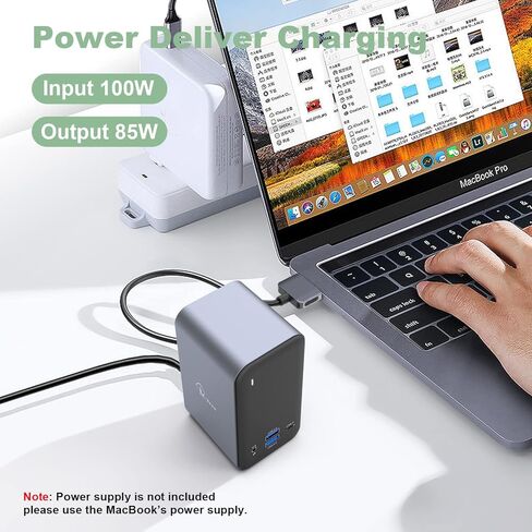 محطة إرساء الكمبيوتر المحمول بشاشة مزدوجة لجهاز MacBook Pro/Air، محطة إرساء USB C مزدوجة العرض 13 في 2 لأجهزة Mac، مع 2 منافذ HDMI 4K، USB 3.0، VGA، PD 3.0، RJ45 Ethernet، توصيل وتشغيل ميكروفون صوتي 3.5 مم in Kuwait