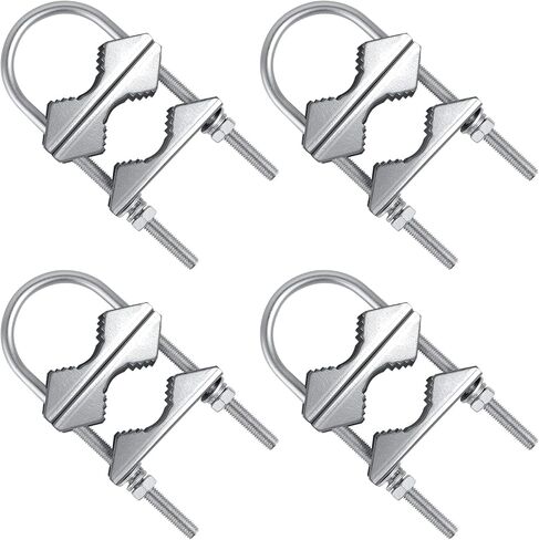 MOOKEERF Double Antenna Mast Clamp - 2 PCS Antenna Pole Mount Bracket V Jaw Block with U Bolts,Heavy Duty Mast Mount Bracket Kit in Kuwait