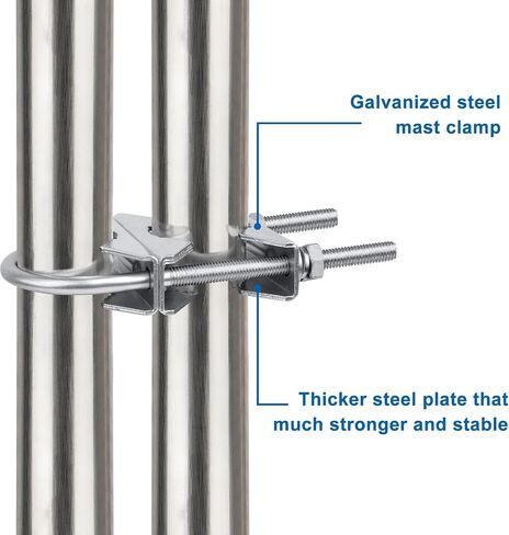 MOOKEERF Double Antenna Mast Clamp - 2 PCS Antenna Pole Mount Bracket V Jaw Block with U Bolts,Heavy Duty Mast Mount Bracket Kit in Kuwait