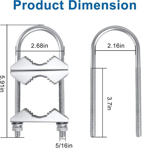 MOOKEERF Double Antenna Mast Clamp - 2 PCS Antenna Pole Mount Bracket V Jaw Block with U Bolts,Heavy Duty Mast Mount Bracket Kit in Kuwait