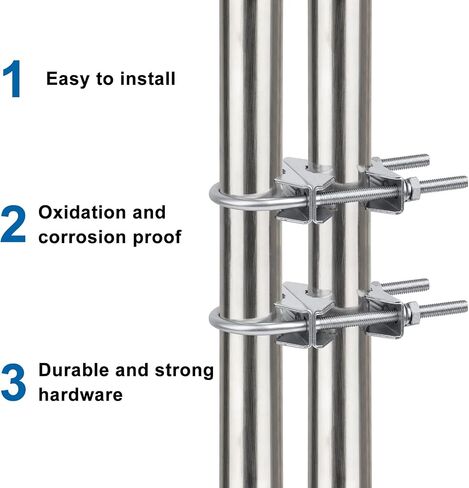 MOOKEERF Double Antenna Mast Clamp - 2 PCS Antenna Pole Mount Bracket V Jaw Block with U Bolts,Heavy Duty Mast Mount Bracket Kit in Kuwait