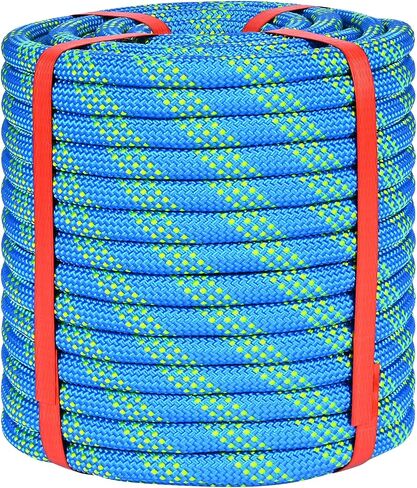 1/2 Inch Static Climbing Rope (150 Ft) - 9000lbs High Strength Arborist Bull Rope for Tree Pulling, Rigging & Rappelling - 48 Strand Polyester Braided Core, Red in Kuwait