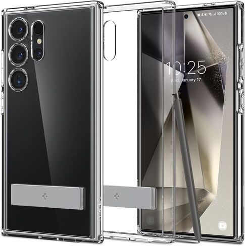 حافظة Spigen Ultra Hybrid S مصممة لهاتف Galaxy S24 Ultra (2024)، [مضادة للاصفرار] [حماية من الدرجة العسكرية] [مسند] - شفاف كريستالي in Kuwait