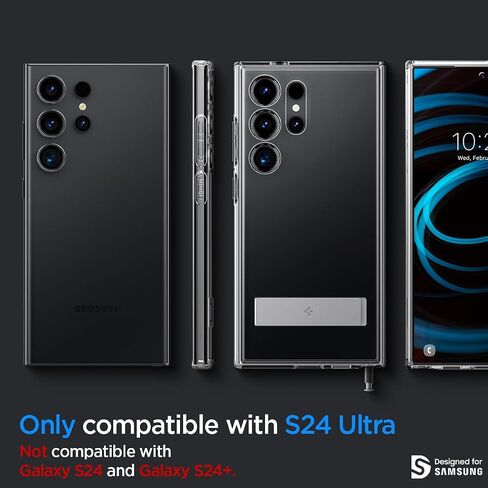حافظة Spigen Ultra Hybrid S مصممة لهاتف Galaxy S24 Ultra (2024)، [مضادة للاصفرار] [حماية من الدرجة العسكرية] [مسند] - شفاف كريستالي in Kuwait