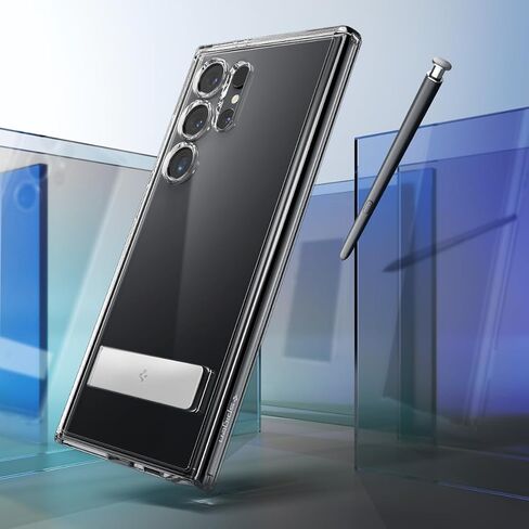 حافظة Spigen Ultra Hybrid S مصممة لهاتف Galaxy S24 Ultra (2024)، [مضادة للاصفرار] [حماية من الدرجة العسكرية] [مسند] - شفاف كريستالي in Kuwait