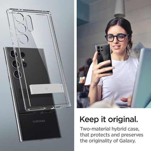 حافظة Spigen Ultra Hybrid S مصممة لهاتف Galaxy S24 Ultra (2024)، [مضادة للاصفرار] [حماية من الدرجة العسكرية] [مسند] - شفاف كريستالي in Kuwait
