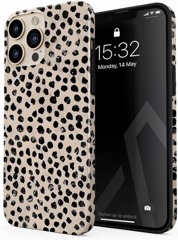 حافظة هاتف BURGA متوافقة مع iPhone 14 PRO MAX - متوافقة مع الشحن اللاسلكي، هيكل صلب هجين مكون من طبقتين + حافظة واقية من السيليكون، حماية شديدة التحمل، مقاس نحيف، Almond Latte in Kuwait