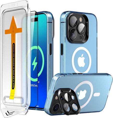 حافظة مصممة لهاتف iPhone 15 (فقط) مع غطاء كاميرا، [متوافقة مع MagSafe] - واقي شاشة من الزجاج المقوى [صديق للحافظة] أرجواني in Saudi Arabia