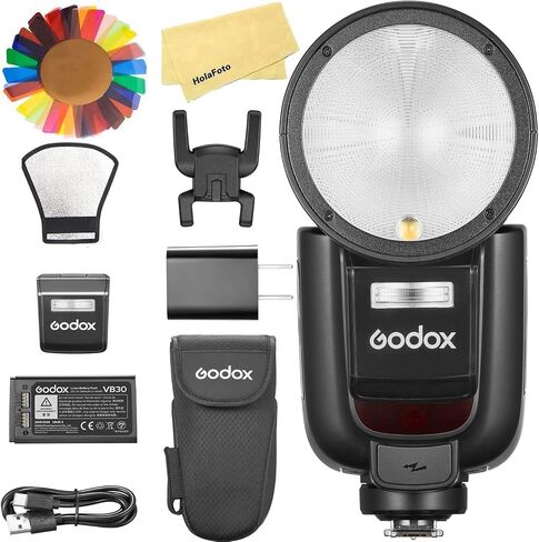 Godox V1 Pro F V1Pro F Round Head Camera Flash for Fujifilm Fuji Flash Speedlite Speedlight,76Ws 2.4GTTL 1/8000 HSS,500 Full Power Flashes,1.3s Recycle Time,2980mAh Li-ion Battery,Detachable Sub Flash in Saudi Arabia