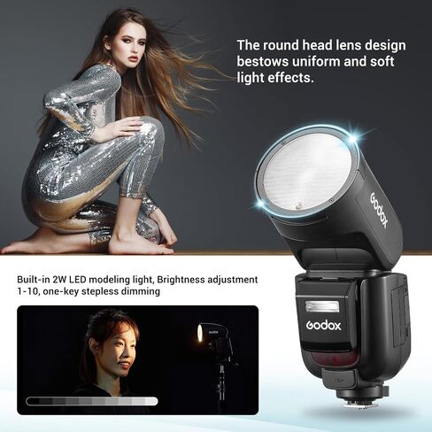 Godox V1Pro-O Round Head Camera Flash Speedlite for Panasonic for Olympus, with Detachable Sub Flash SU-1, USB-C Charge Battery, 2.4G X Wireless HSS TTL Speedlight Flash for Panasonic for Olympus in Saudi Arabia