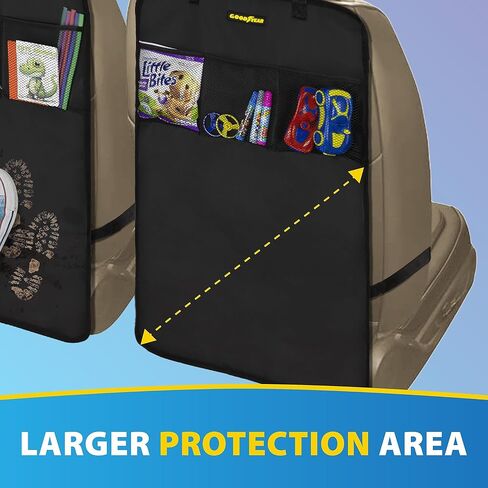 Goodyear GY1219 / عبوتين من واقي مقعد السيارة المقاوم للماء/منظم مقعد السيارة، سجادات قابلة للمسح، ملاءمة عالمية، جيوب تخزين مدمجة، سهلة التنظيف، واقي من الأوساخ بالمقعد الخلفي in Saudi Arabia
