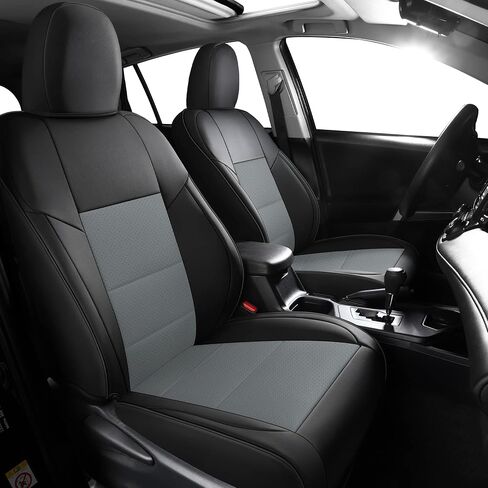 طقم غطاء مقعد من الجلد الصناعي لسيارة Toyota RAV4 2013-2019، مسامي ومقاوم للماء، يشمل أغطية مقاعد للمقاعد الأمامية والخلفية (أسود/أحمر) in Kuwait