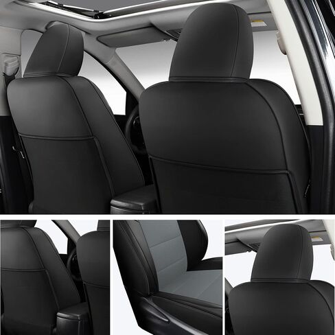 طقم غطاء مقعد من الجلد الصناعي لسيارة Toyota RAV4 2013-2019، مسامي ومقاوم للماء، يشمل أغطية مقاعد للمقاعد الأمامية والخلفية (أسود/أحمر) in Kuwait