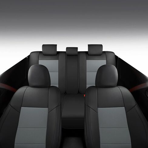 طقم غطاء مقعد من الجلد الصناعي لسيارة Toyota RAV4 2013-2019، مسامي ومقاوم للماء، يشمل أغطية مقاعد للمقاعد الأمامية والخلفية (أسود/أحمر) in Kuwait