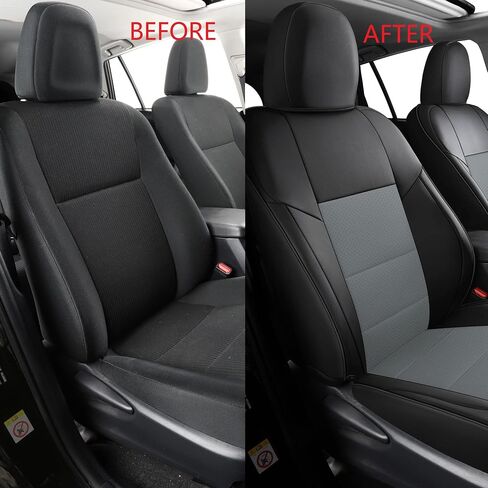 طقم غطاء مقعد من الجلد الصناعي لسيارة Toyota RAV4 2013-2019، مسامي ومقاوم للماء، يشمل أغطية مقاعد للمقاعد الأمامية والخلفية (أسود/أحمر) in Kuwait