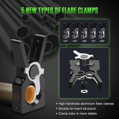 Flaring Tool Kit Precision Flaring Tool HVAC 45 Degree Eccentric Flaring Tool Copper Flaring Tool Single Flare Tool for Copper Tubing/Aluminum Copper Pipe Expander Tool with 5 Flare Clamps in Saudi Arabia