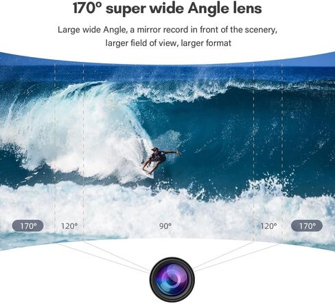 كاميرا Andoer Action Camera الرياضية 4K Ultra HD 24MP مقاومة للماء ومضادة للاهتزاز مع شاشة تحكم باللمس 2.0 بوصة وشاشة مزدوجة 170 درجة زاوية واسعة تدعم البث المباشر مع مرشح للأشعة فوق البنفسجية ومحولات مقاومة للماء in Saudi Arabia