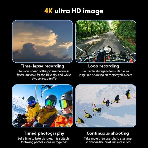 كاميرا Andoer Action Camera الرياضية 4K Ultra HD 24MP مقاومة للماء ومضادة للاهتزاز مع شاشة تحكم باللمس 2.0 بوصة وشاشة مزدوجة 170 درجة زاوية واسعة تدعم البث المباشر مع مرشح للأشعة فوق البنفسجية ومحولات مقاومة للماء in Saudi Arabia