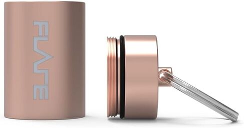 كبسولة Flare Audio كبيرة - ألومنيوم خفيف الوزن مع سلسلة مفاتيح لسدادات الأذن - سماعات الأذن وأجهزة السمع - حماية ضد الماء - ملحقات السفر - ذهبي وردي in Kuwait