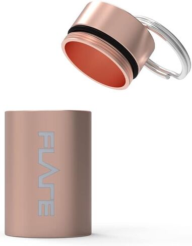 كبسولة Flare Audio كبيرة - ألومنيوم خفيف الوزن مع سلسلة مفاتيح لسدادات الأذن - سماعات الأذن وأجهزة السمع - حماية ضد الماء - ملحقات السفر - ذهبي وردي in Kuwait