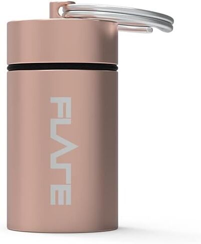 كبسولة Flare Audio كبيرة - ألومنيوم خفيف الوزن مع سلسلة مفاتيح لسدادات الأذن - سماعات الأذن وأجهزة السمع - حماية ضد الماء - ملحقات السفر - ذهبي وردي in Kuwait