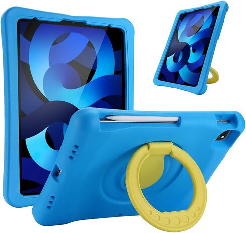 حافظة أطفال لجهاز iPad Air 10.9 بوصة الجيل الخامس 2022/الجيل الرابع 2020، iPad Pro 11 2020/2018، حافظة قابلة للطي مقاومة للصدمات ومقبض دوار خفيف الوزن مناسب للأطفال لجهاز iPad Air 5/4 وiPad Pro 11 - أزرق in Saudi Arabia