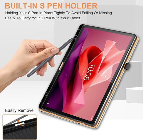 حافظة لينوفو تاب P12 مع حامل قلم للأطفال، حافظة فوليو مقاومة للصدمات لجهاز لينوفو تاب P12، غطاء مقاس 12.7 بوصة، أسود in Kuwait