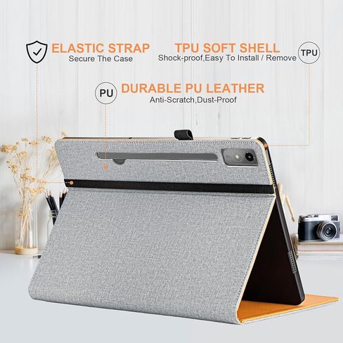 حافظة لينوفو تاب P12 مع حامل قلم للأطفال، حافظة فوليو مقاومة للصدمات لجهاز لينوفو تاب P12، غطاء مقاس 12.7 بوصة، أسود in Kuwait