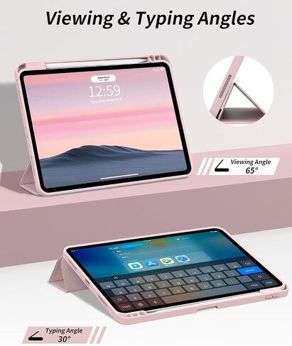 حافظة لجهاز iPad Pro 12.9 بوصة (2022/2021/2020) وiPad Air 13 بوصة M2/M4، وردي in Kuwait