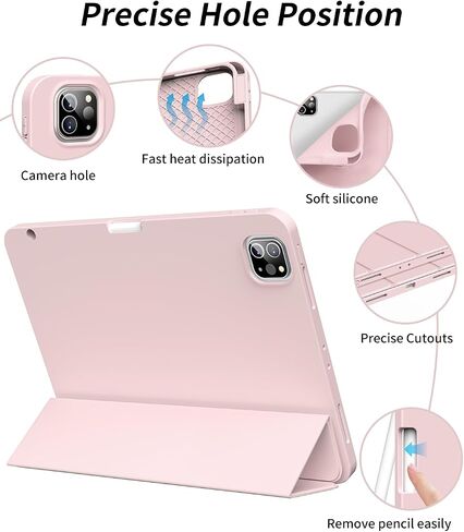 حافظة لجهاز iPad Pro 12.9 بوصة (2022/2021/2020) وiPad Air 13 بوصة M2/M4، وردي in Kuwait