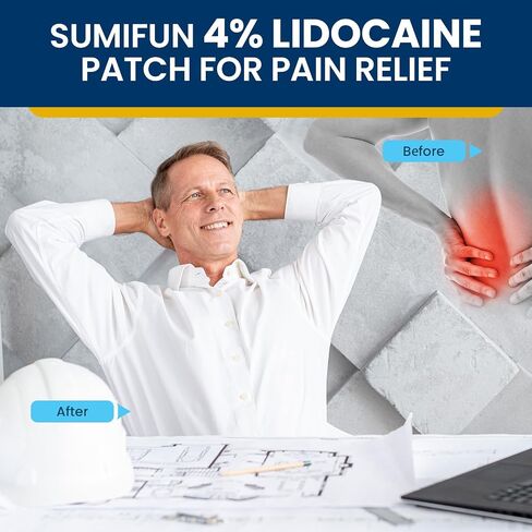 Sumifun 4% Lidocaine Pain Relief Patches - 18 Count Patches for Back, Shoulder, Muscle, Joints, Knee Pain Relief - Lower Back Pain Relief Products - Pain Patches Maximum Strength Lidocaine in Saudi Arabia