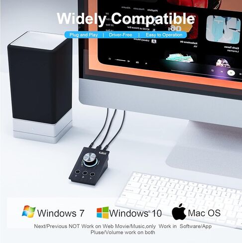 وحدة التحكم في مستوى الصوت للوسائط المتعددة 1Mii S04 - متوافقة مع Win/7/8 10/Mac، مثالية للاستماع إلى الموسيقى ومشاهدة الأفلام في المنزل ولعب الألعاب in Kuwait