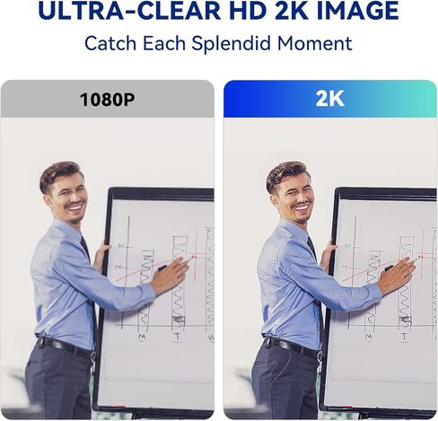 Webcam, 2K Web cam with Intelligent Sensor, AI Auto Tracking, Gesture Control, 2X Zoom, Noise-Canceling Microphones, No App, Computer Camera for YouTube Gaming Conference Teaching Streaming in Kuwait