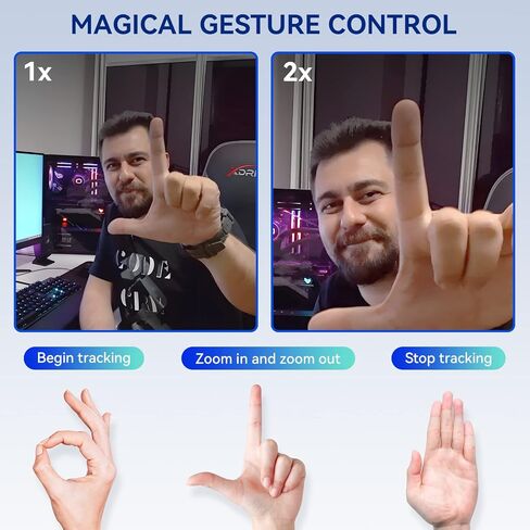 Webcam, 2K Web cam with Intelligent Sensor, AI Auto Tracking, Gesture Control, 2X Zoom, Noise-Canceling Microphones, No App, Computer Camera for YouTube Gaming Conference Teaching Streaming in Kuwait
