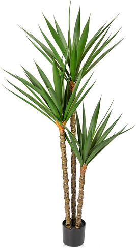 Artificial Tree Indoor 5.2Ft Faux Agave Plant Tree Fake Tropical Yucca Tree with 2 Heads in Pot Fake Dracaena Plants Potted Palm Tree Floor Plant Home Decor Office House Decoration Housewarming Gift in Saudi Arabia