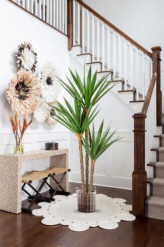 Artificial Tree Indoor 5.2Ft Faux Agave Plant Tree Fake Tropical Yucca Tree with 2 Heads in Pot Fake Dracaena Plants Potted Palm Tree Floor Plant Home Decor Office House Decoration Housewarming Gift in Saudi Arabia