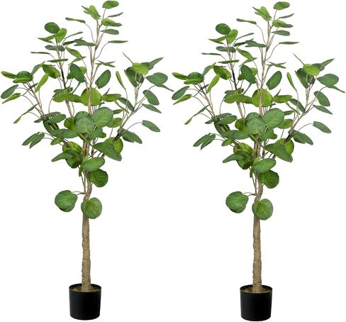 4FT Faux Fiddle Leaf Fig Artificial Tree, Green Silk Leaves, Durable Cement Base in Saudi Arabia
