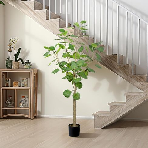 4FT Faux Fiddle Leaf Fig Artificial Tree, Green Silk Leaves, Durable Cement Base in Saudi Arabia