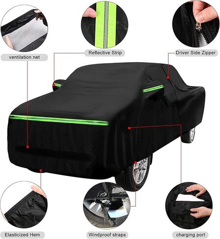 Waterproof Truck Cover Replace for 2022 2023 Ford F150 Lightning, 300D Oxford Fabric Custom-fit All Weather Car Covers with Zipper Door for Snow Rain Dust Protection in Saudi Arabia
