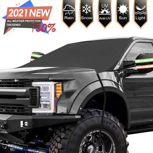 أغطية الجليد الثلجي للزجاج الأمامي مقاس أكبر جدًا 97 بوصة × 63 بوصة مع 3 طبقات حماية من المواد - حماية ضد الماء من أشعة الشمس لجميع السيارات والشاحنات وسيارات الدفع الرباعي والمركبات المتعددة الأغراض in Kuwait