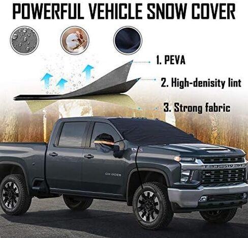 أغطية الجليد الثلجي للزجاج الأمامي مقاس أكبر جدًا 97 بوصة × 63 بوصة مع 3 طبقات حماية من المواد - حماية ضد الماء من أشعة الشمس لجميع السيارات والشاحنات وسيارات الدفع الرباعي والمركبات المتعددة الأغراض in Kuwait