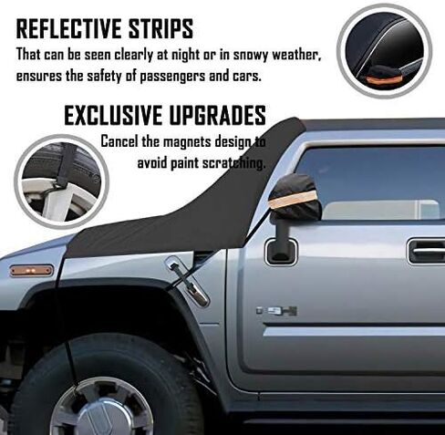 أغطية الجليد الثلجي للزجاج الأمامي مقاس أكبر جدًا 97 بوصة × 63 بوصة مع 3 طبقات حماية من المواد - حماية ضد الماء من أشعة الشمس لجميع السيارات والشاحنات وسيارات الدفع الرباعي والمركبات المتعددة الأغراض in Kuwait