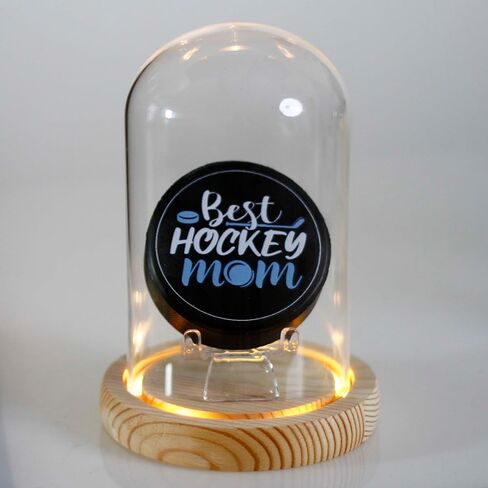 Glass Hockey Puck Display Case with Wood Base That Lights up and a Ice Hockey Pucks Hockey Puck Case Small Display Case Puck Holder Display in Kuwait