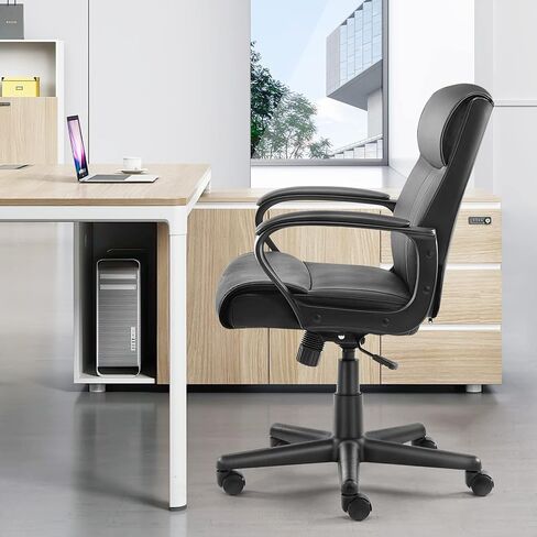 OLIXIS Executive Office Chair with Padded Armrests Adjustable Height, 360-Degree Swivel, Lumbar Support, PU Leather, White in Saudi Arabia