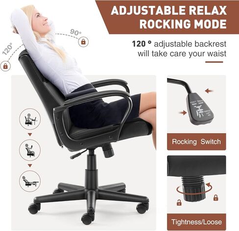 OLIXIS Executive Office Chair with Padded Armrests Adjustable Height, 360-Degree Swivel, Lumbar Support, PU Leather, White in Saudi Arabia